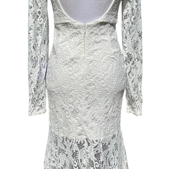 Lulus Way to Be Loved White Lace Long Sleeve Maxi Dress Women's Size Extra Small - Picture 10 of 14
